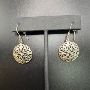 925 Sterling Silver Filigree Celtic knot dangle round lightweight earrings